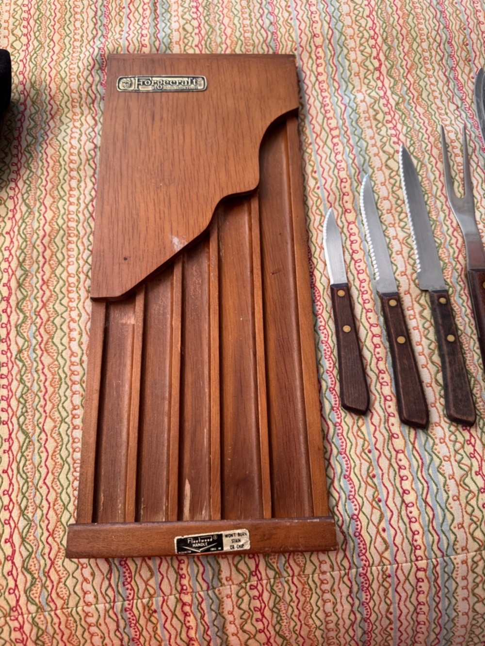 Vintage Forgecraft by Washington Forge 5-piece knife set wooden hanging storage - Picture 3 of 8